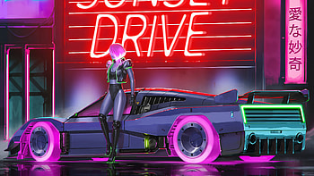 Sunset Drive Synthwave , cyberpunk, synthwave, artist, artwork, digital-art, artstation HD wallpaper