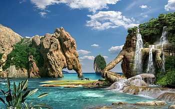 Landscape, Fantasy, Monuments HD wallpaper