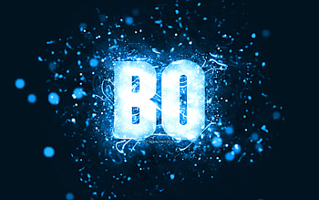 Happy Birtay Bo, , blue neon lights, Bo name, creative, Bo Happy Birtay, Bo Birtay, popular american male names, with Bo name, Bo HD wallpaper