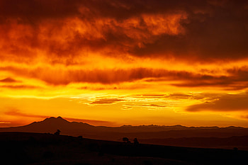 Nature, Sunset, Sky, Mountains, Silhouette HD wallpaper