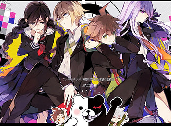 Loading, boys, fukawa touko, hinata hajime, naegi makoto, anime, group, girls, friends, dangan ronpa HD wallpaper