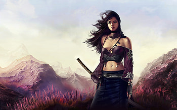 Katana Warrior Girl, anime-girl, anime, warrior, artist, artwork, digital-art HD wallpaper