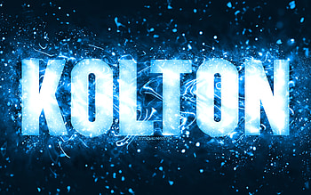 Happy Birtay Kolton, , blue neon lights, Kolton name, creative, Kolton Happy Birtay, Kolton Birtay, popular american male names, with Kolton name, Kolton HD wallpaper