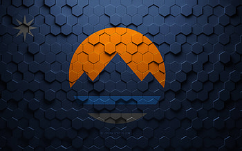 Flag of Reno, Nevada, honeycomb art, Reno hexagons flag, Reno, 3d hexagons art, Reno flag HD wallpaper