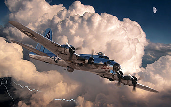 B-17G, military, lightning, aircraft, sky, cloud HD wallpaper