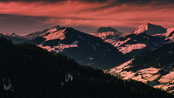 Dawn, horizon, mountains, Austria HD wallpaper
