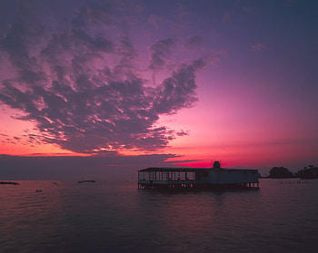 Catatumbo, Lake Maracaibo, Venezuela, clouds, boat, sky, sunset HD wallpaper