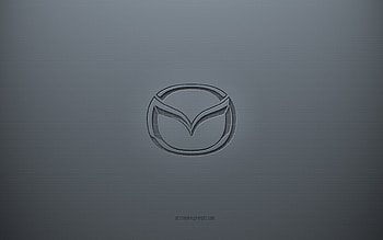 Mazda logo, gray creative background, Mazda emblem, gray paper texture, Mazda, gray background, Mazda 3d logo HD wallpaper