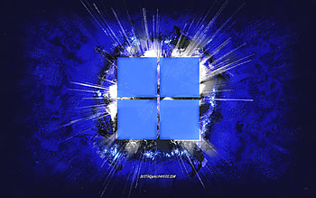 Windows 11 logo, grunge art, Windows, blue stone background, Windows 11 blue logo, Windows 11, creative art, Windows 11 grunge logo, Windows logo HD wallpaper