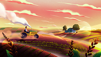 Art, Vector, Field, Tractor, Agriculture HD wallpaper