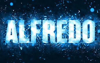 Happy Birtay Alfredo, , blue neon lights, Alfredo name, creative, Alfredo Happy Birtay, Alfredo Birtay, popular american male names, with Alfredo name, Alfredo HD wallpaper