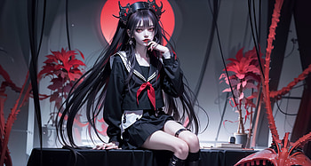 AI Anime Original: Dark Elegance, AI Art, Anime, Original HD wallpaper