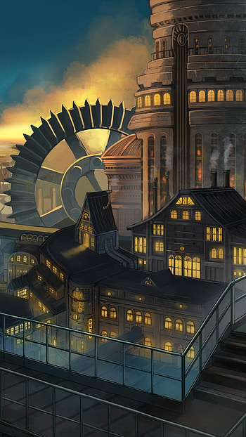 Twilight Cityscape: Original Anime Vista, Anime, Original HD phone wallpaper