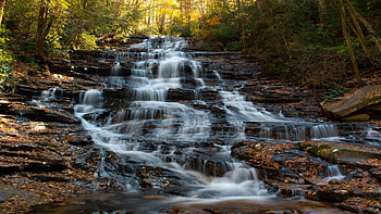 Minnehaha Falls near Lakemont, Georgia, river, fall, autumn, cascades, trees, colors, rocks, usa HD wallpaper