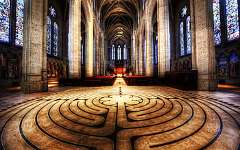 fabulous floor in a church r, design, windows, floor, columns, r, church HD wallpaper