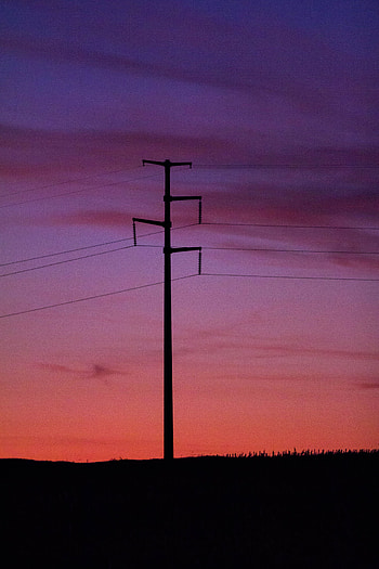Nature, Sunset, Sky, Pillar, Post, Wires, Wire HD phone wallpaper
