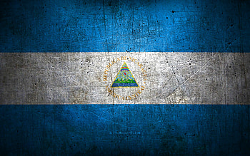 Nicaraguan metal flag, grunge art, North American countries, Day of Nicaragua, national symbols, Nicaragua flag, metal flags, Flag of Nicaragua, North America, Nicaraguan flag, Nicaragua HD wallpaper