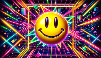 Neon Smiley Face, smiley, yellow smiley, smiley face, neon colors, retro design HD wallpaper