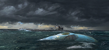 artwork, UFO, Submarine HD wallpaper