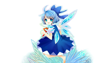Touhou, happy cirno, anime girl HD wallpaper