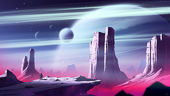 Pinket Moon , artist, artwork, digital-art, artstation HD wallpaper