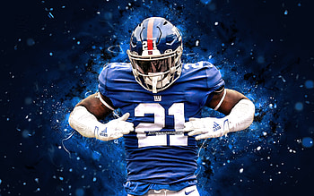 Jabrill Peppers, , strong safety, New York Giants, american football, NFL, Jabrill Ahmad Peppers, blue neon lights, Jabrill Peppers New York Giants, Jabrill Peppers HD wallpaper