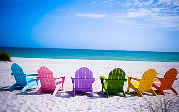 Summer Beach Chairs HD wallpaper
