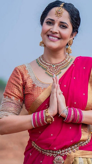Anusuya Bharadwaj, telugu actress, anchor, happy sriram navami HD phone wallpaper