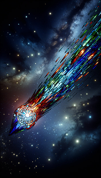 Starlit Meteor: A Vibrant , stained glass, galaxy, space HD phone wallpaper