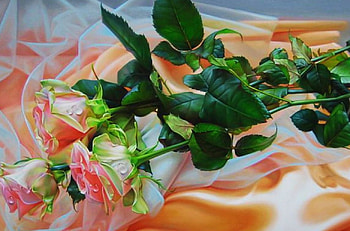 Roses, artwork, bouquet, leaves, painting, petals, blossoms, flowers HD wallpaper