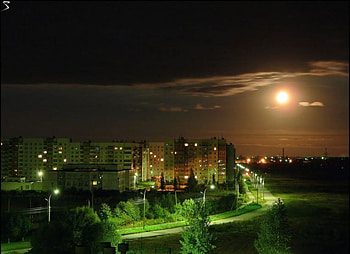 Night, green night, moon, dark HD wallpaper