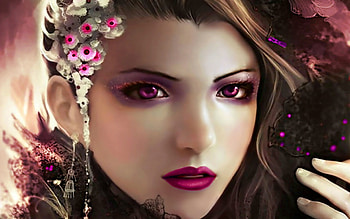 Fantasy woman, Girl, Face, Beauty, Purple eyes HD wallpaper