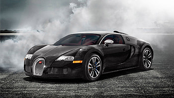 bugatti veryon in smoke, tarmac, smoke, black, car HD wallpaper