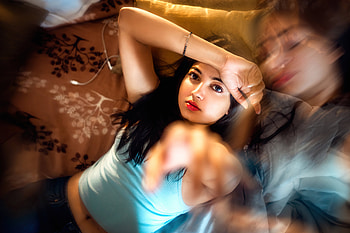 Cute Girl Looking At Viewer Arm On Forehead, girls, model HD wallpaper