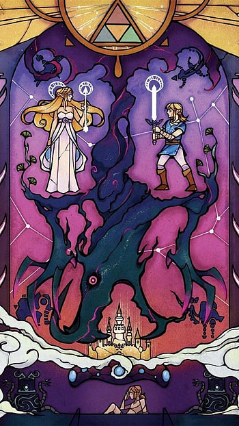 Stained Glass BOTW, Art, Vitral, Zelda HD phone wallpaper