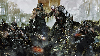 Gears 4, Futuristic warfare, Striking backgrounds, Team-based combat HD wallpaper