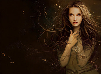 Witch, frumusete, brown, fantasy, art, gorgeous, girl, dark, superb HD wallpaper