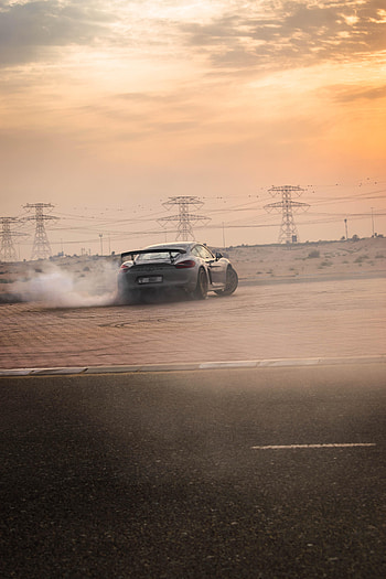 Porsche, Smoke, Cars, Car, Grey, Track, Drift, Route, Porsche Gt4 HD phone wallpaper