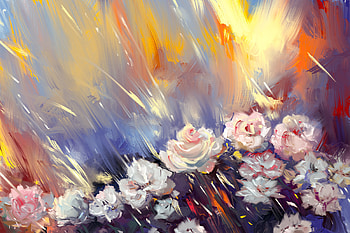 Flowers, Art, Roses, Stripes, Streaks HD wallpaper