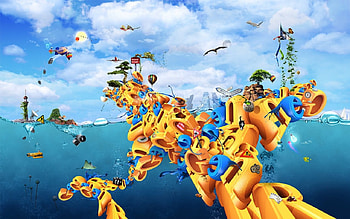 Get Away, sky, fantasy, ocean, typo HD wallpaper