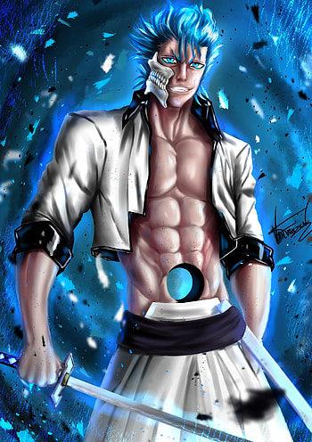 Grimmjow Jaggerjack, Detailed art style, Intense expression, Intricate design HD phone wallpaper