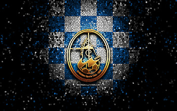 Al-Wakra SC, glitter logo, QSL, blue white checkered background, soccer, qatari football club, Al-Wakra logo, mosaic art, football, Al-Wakra FC HD wallpaper
