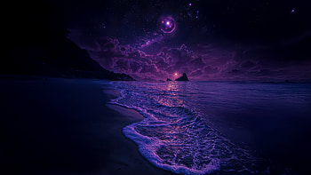Purple Realm Of The Sea, purple, sea, ocean, night, moon, artist, artwork, art, digital-art, ai HD wallpaper