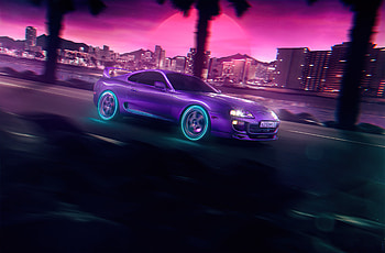 NeonNight Toyota Supra , toyota-supra, toyota, cars, artist, artwork, digital-art, synthwave, artstation, neon HD wallpaper