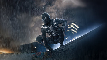 Black Suit Spider Man In Action, spiderman, superheroes, artwork, art, digital-art, artist HD wallpaper