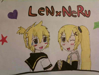 Len X Neru, kagamine, anime, len, drawing, akita neru HD wallpaper
