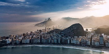 Rio de Janeiro, city, buildings and mountains, aerial view HD wallpaper