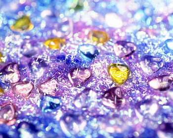 CHRYSTAL HEARTS, blue, purple, pink, yellow, hearts, vibrent HD wallpaper