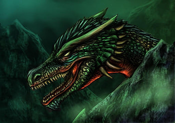fantasy,dragon, dragon, big, fantasy, green HD wallpaper
