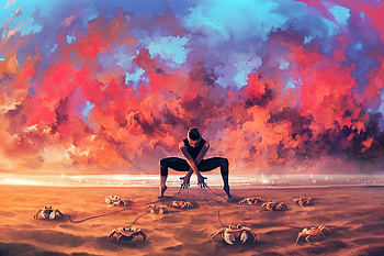 Art, Crabs, Bright, Girl HD wallpaper